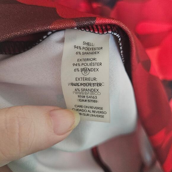 Calvin Klein Red Floral Bell Sleeve Sheath Dress Women's Size 6 Work Office Date - Picture 9 of 12